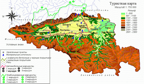 Старинная карта тункинской долины